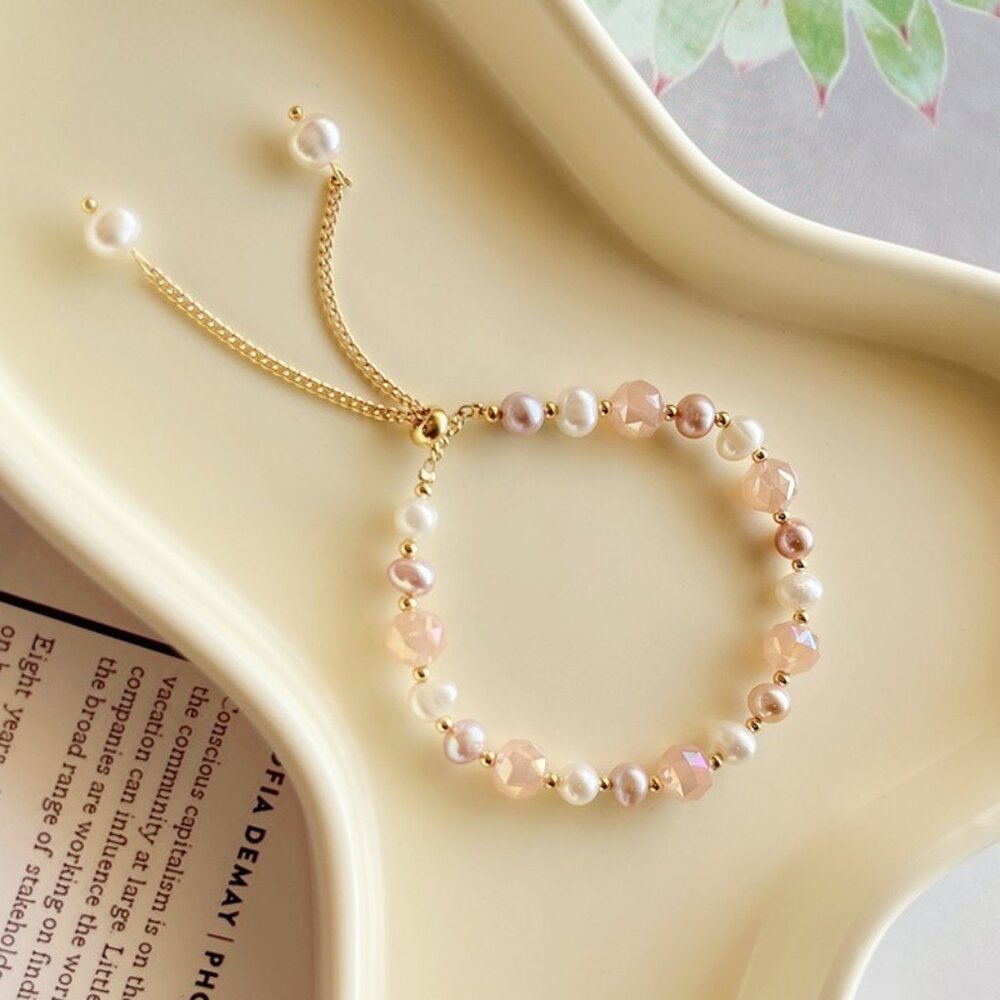 Adjustable Freshwater Gold Pearl Bracelet
